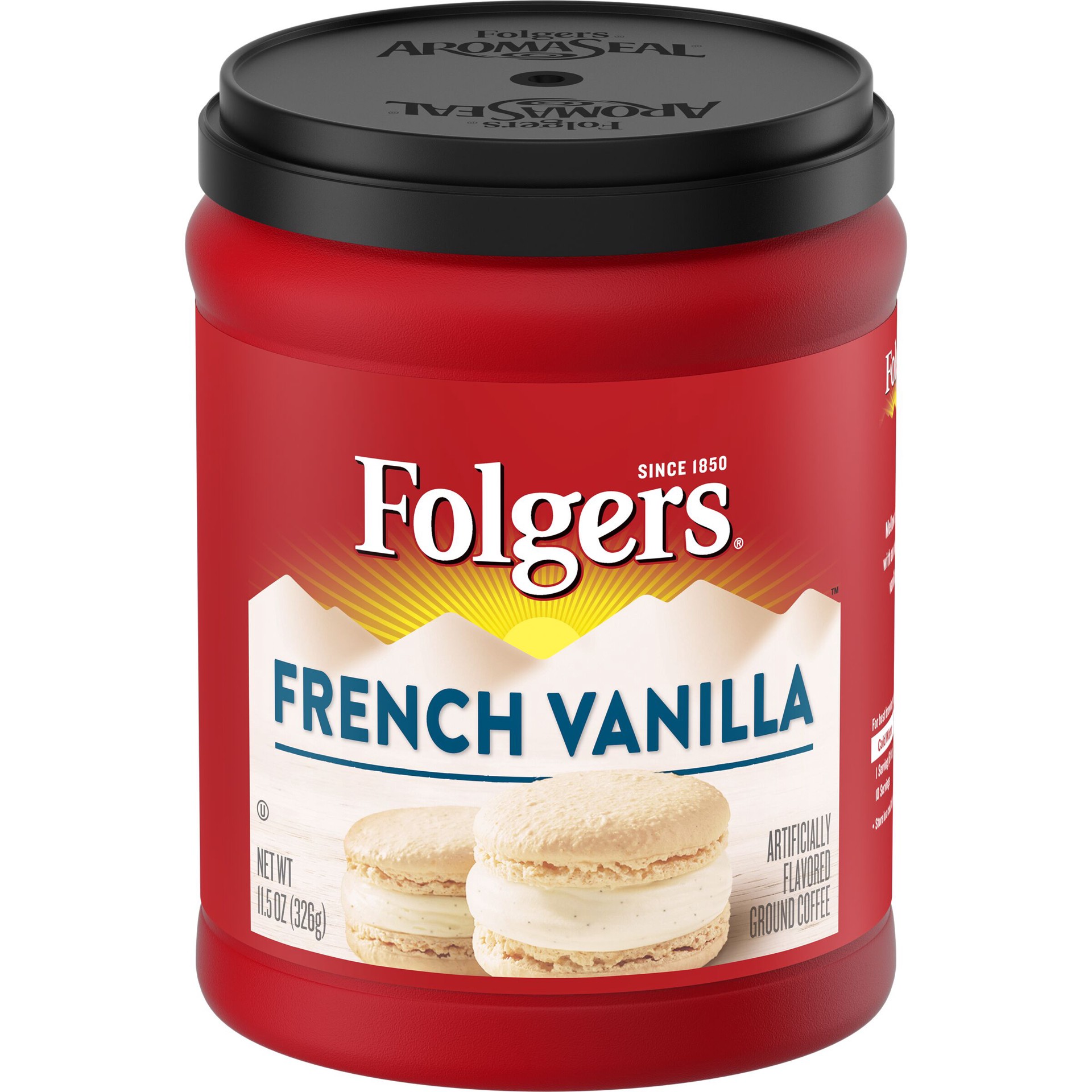 slide 3 of 5, Folgers French Artificially Vanilla Flavored Ground Coffee,  Medium Roast, 11.5-ounce Canister, 11.5 oz