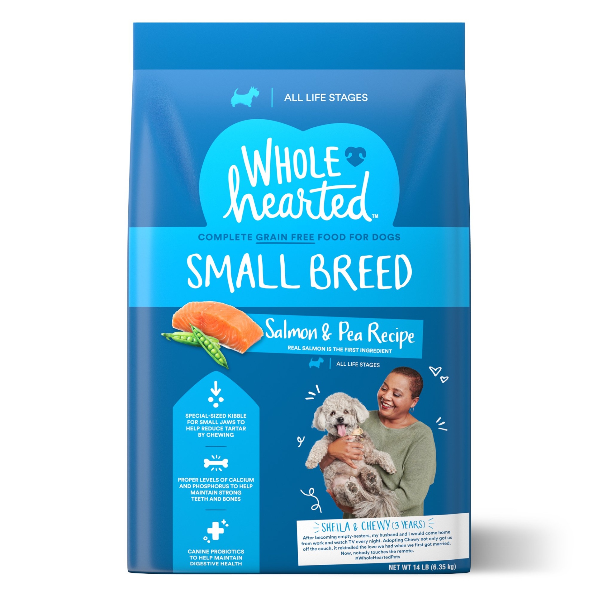 slide 1 of 1, WholeHearted Grain Free Small Breed Salmon and Pea Recipe Dry Dog Food for All Life Stages, 14 lb