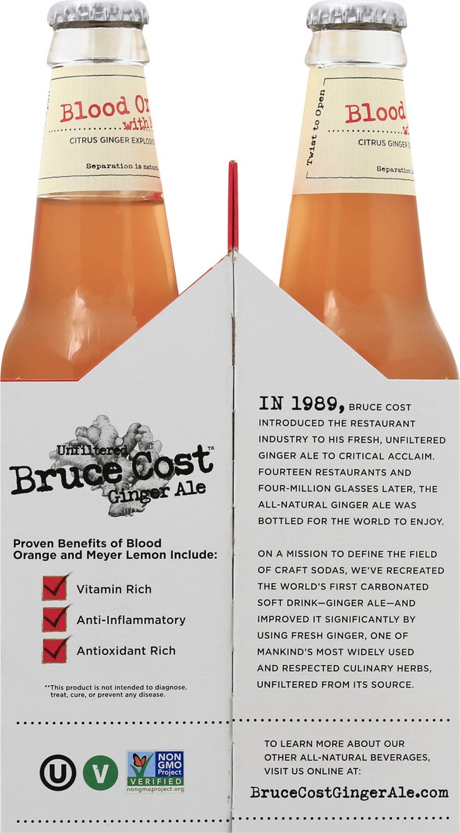 slide 2 of 11, Bruce Cost Blood Orange with Meyer Lemon Ginger Ale - 4 ct, 4 ct