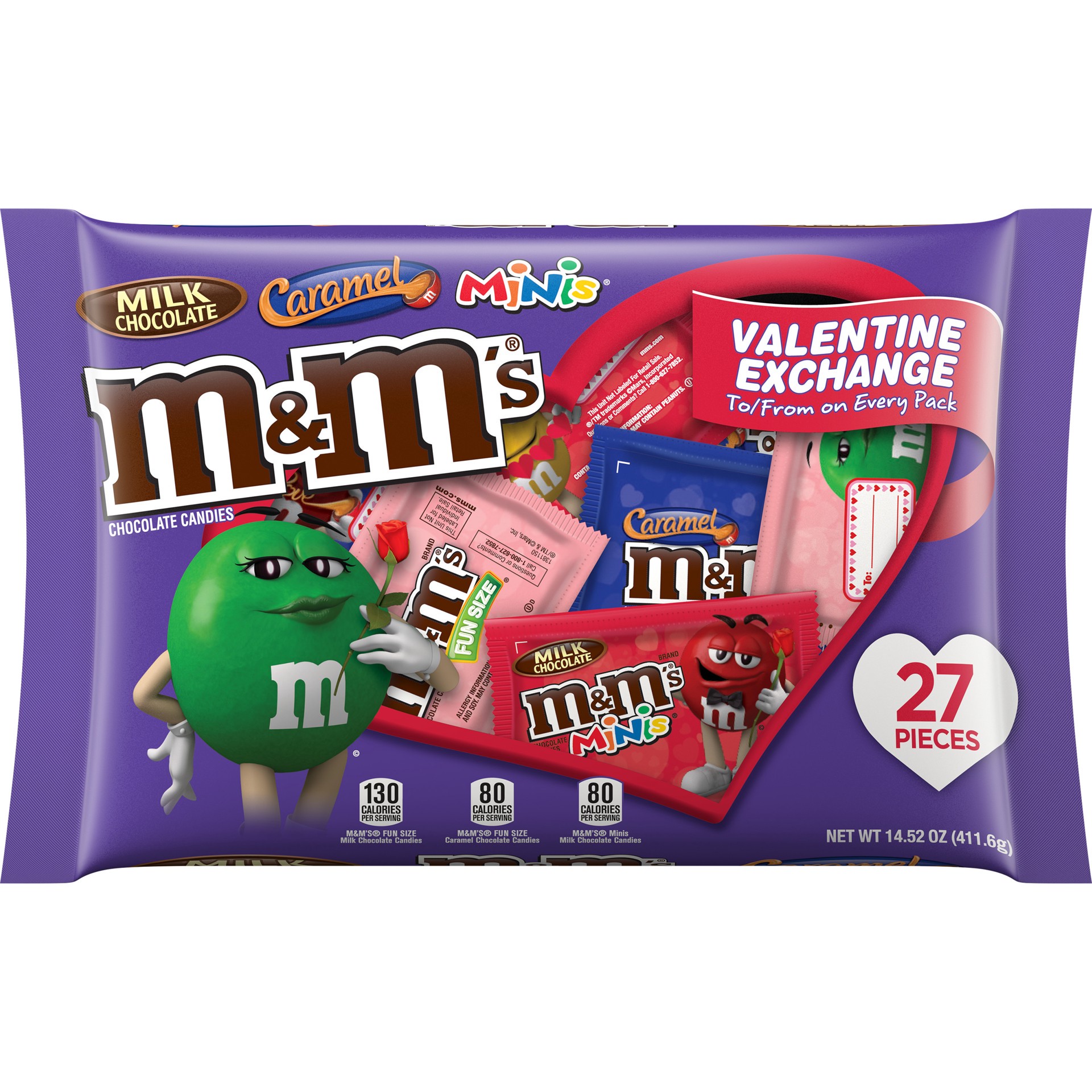slide 1 of 4, M&M's Valentine's Variety Fun Size Bags, 14.52 oz