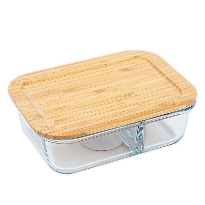 slide 1 of 2, Core Kitchen Divided Glass Food Storage Container, 32 oz