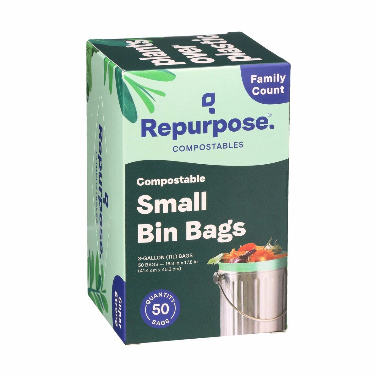 slide 6 of 9, Repurpose Bag, Extra Strong, Small Bin, Compostable, 3 Gallon, 50 ct