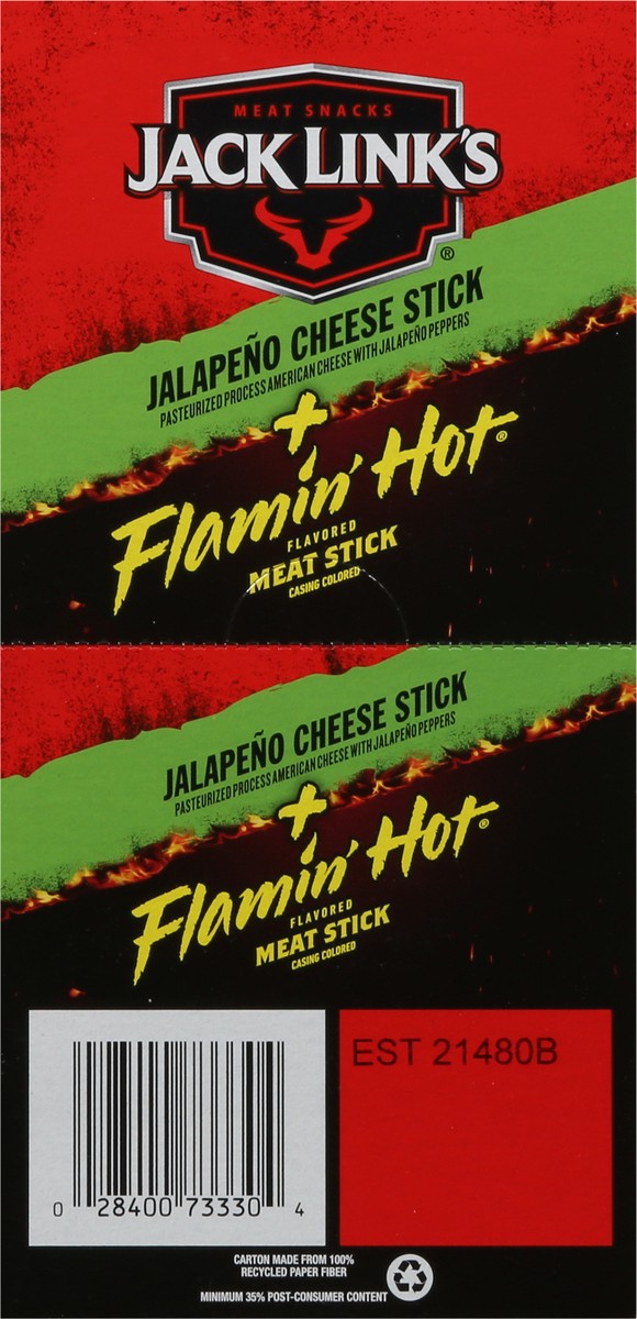 slide 5 of 12, Jack Link's Jalapeno/Flamin' Hot Flavored Cheese Stick + Meat Stick 16 - 1.1 oz Packages, 16 ct