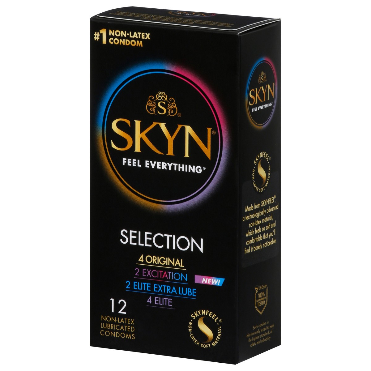 slide 3 of 8, SKYN Selection Lubricated Non-Latex Condoms Variety Pack 12 ea, 12 ct
