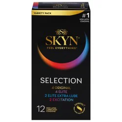 Skyn Selection Lubricated Non-Latex Condoms Variety Pack 12 ea