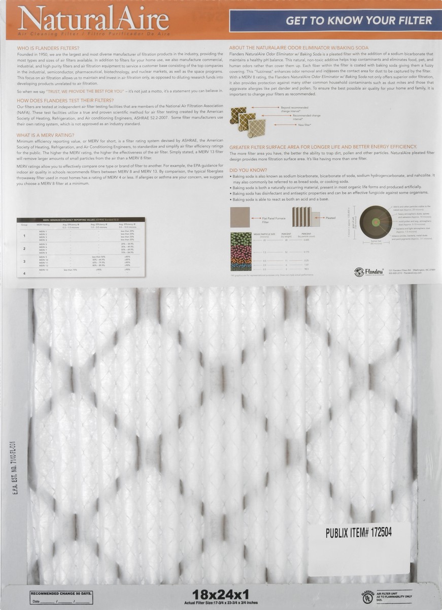 slide 7 of 11, NaturalAire 18 x 24 x 1 Odor Eliminator with Baking Soda Air Cleaning Filter 1 ea, 1 ct