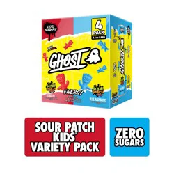 Ghost Energy Zero Sugar Energy Drink, Sour Patch Kids Variety Pack, 8.4 fl oz Cans, 4 Pack