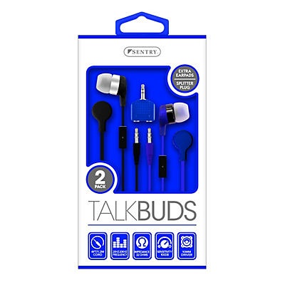 slide 1 of 1, Sentry Assorted In Line Talk Buds with Mic, 2 ct