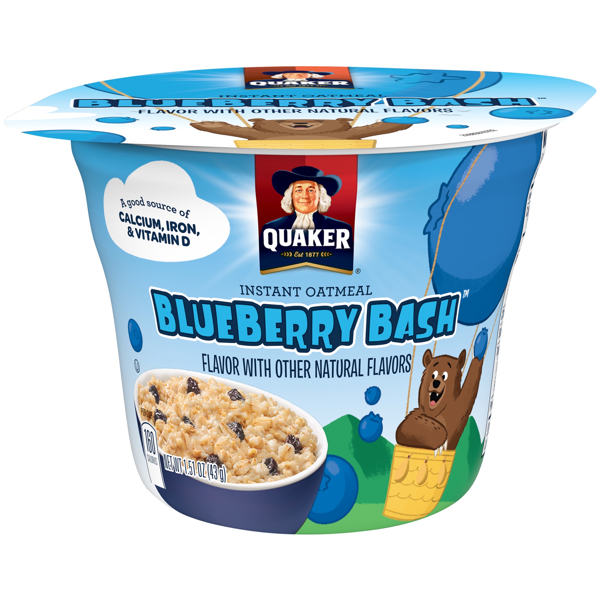 slide 1 of 1, Quaker Blueberry Bash Instant Oatmeal Cup, 1.51 oz