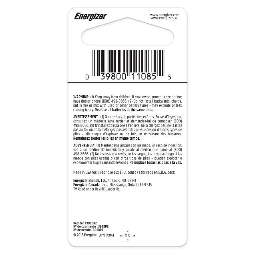 slide 5 of 5, Energizer 392 Silver Oxide Button Battery, 1 Pack, 1 ct