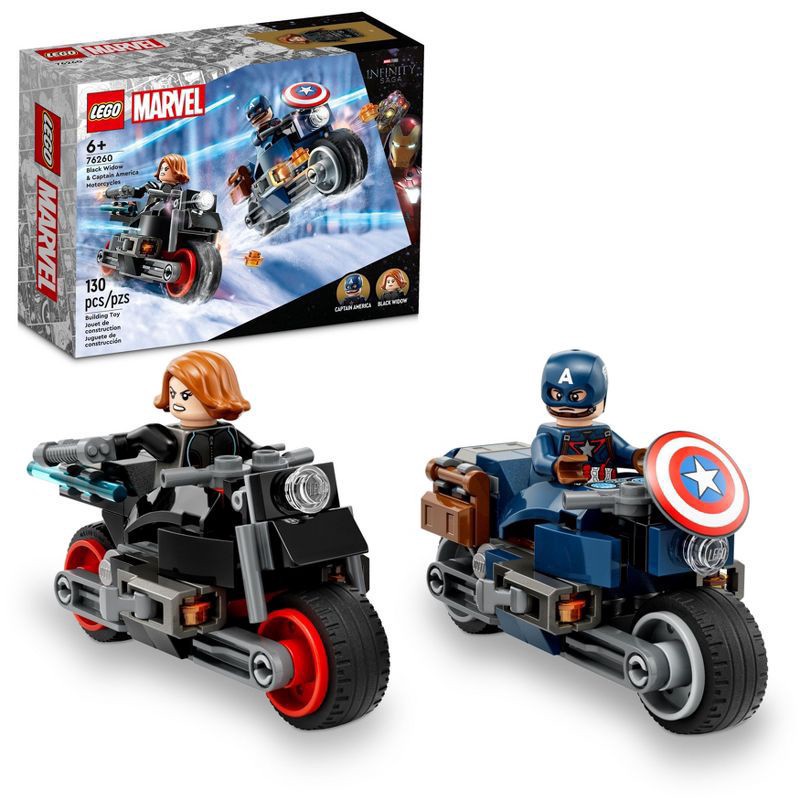slide 1 of 6, LEGO Marvel Black Widow & Captain America Motorcycles Playset 76260, 1 ct