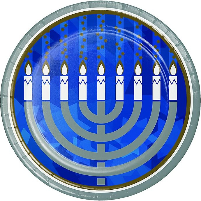 slide 1 of 1, Creative Converting Hanukkah BlessingsBanquet Paper Plates, 12 ct