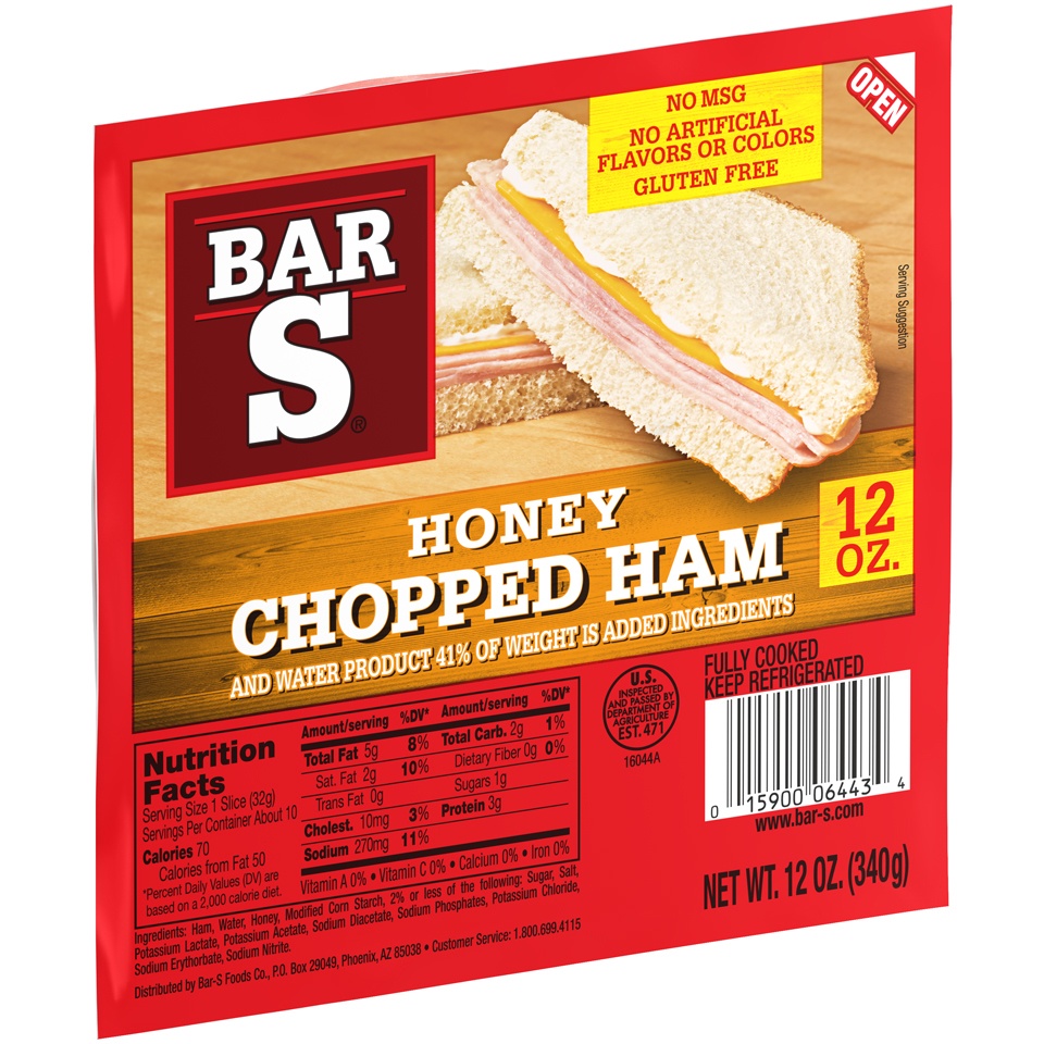 slide 2 of 7, Bar-S Chopped Honey Ham, 12 oz