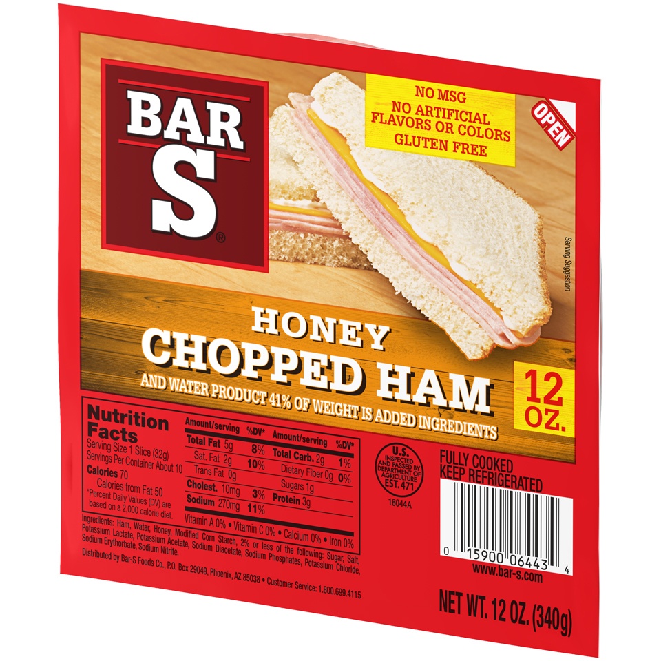 slide 3 of 7, Bar-S Chopped Honey Ham, 12 oz