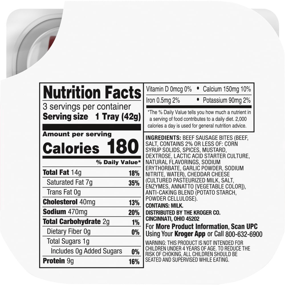slide 5 of 6, Kroger Snack Medley's Mild Cheddar Cheese & Beef Sausage, 3 ct; 1.5 oz