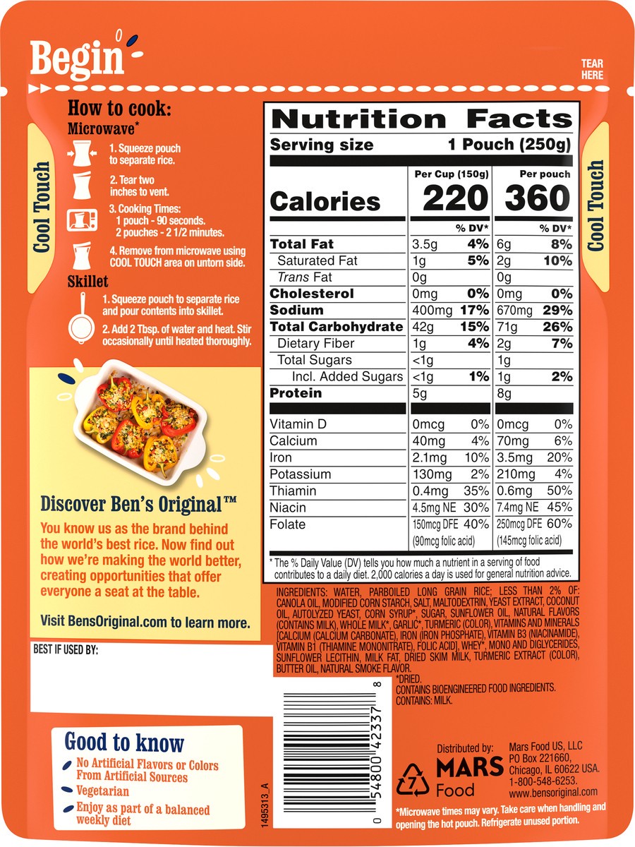 slide 4 of 9, Ben´s Original Ready Rice, Butter & Garlic pouch - 8.8 oz, 8.8 oz