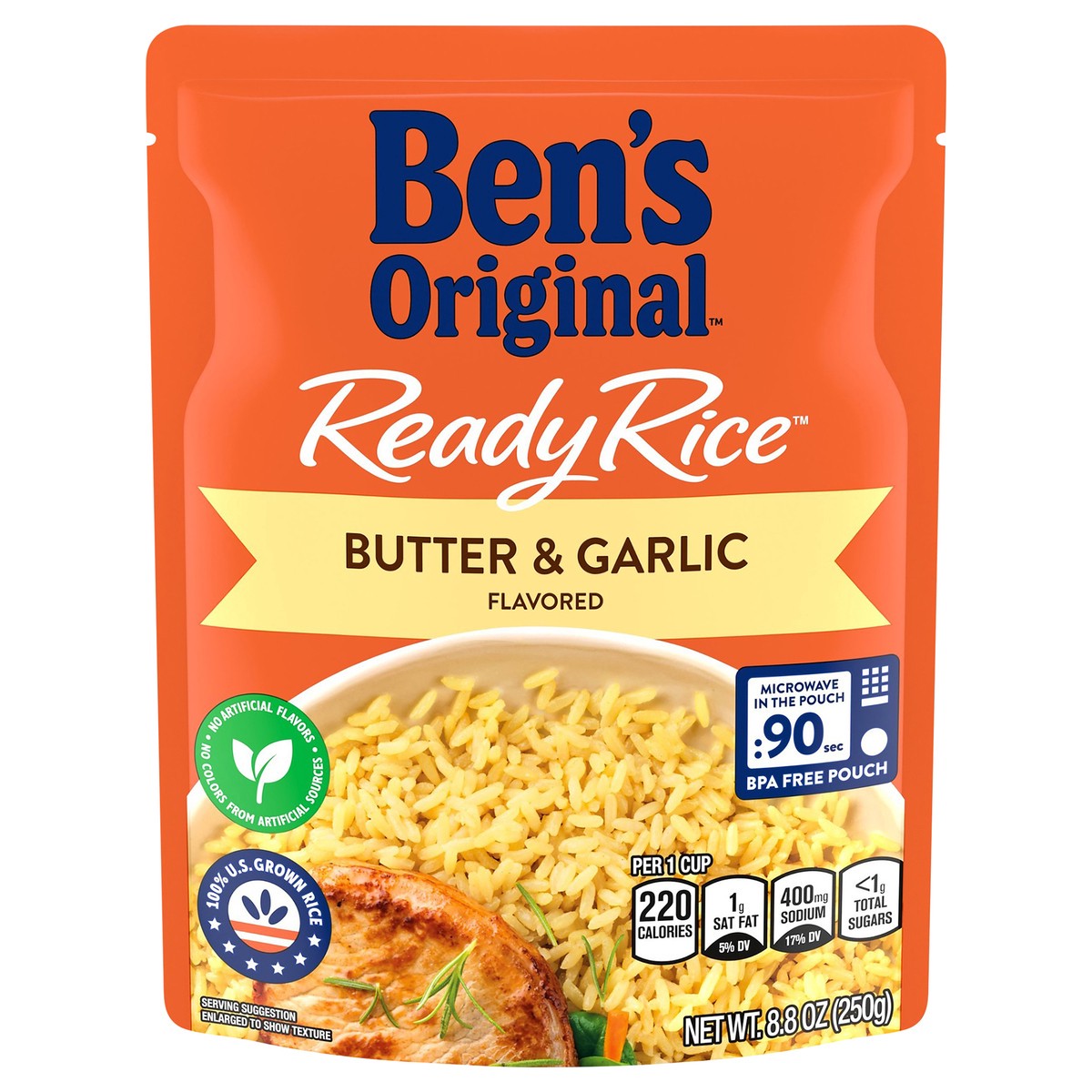 slide 1 of 9, Ben's Original Rice, Butter & Garlic Flavored, 8.8 oz