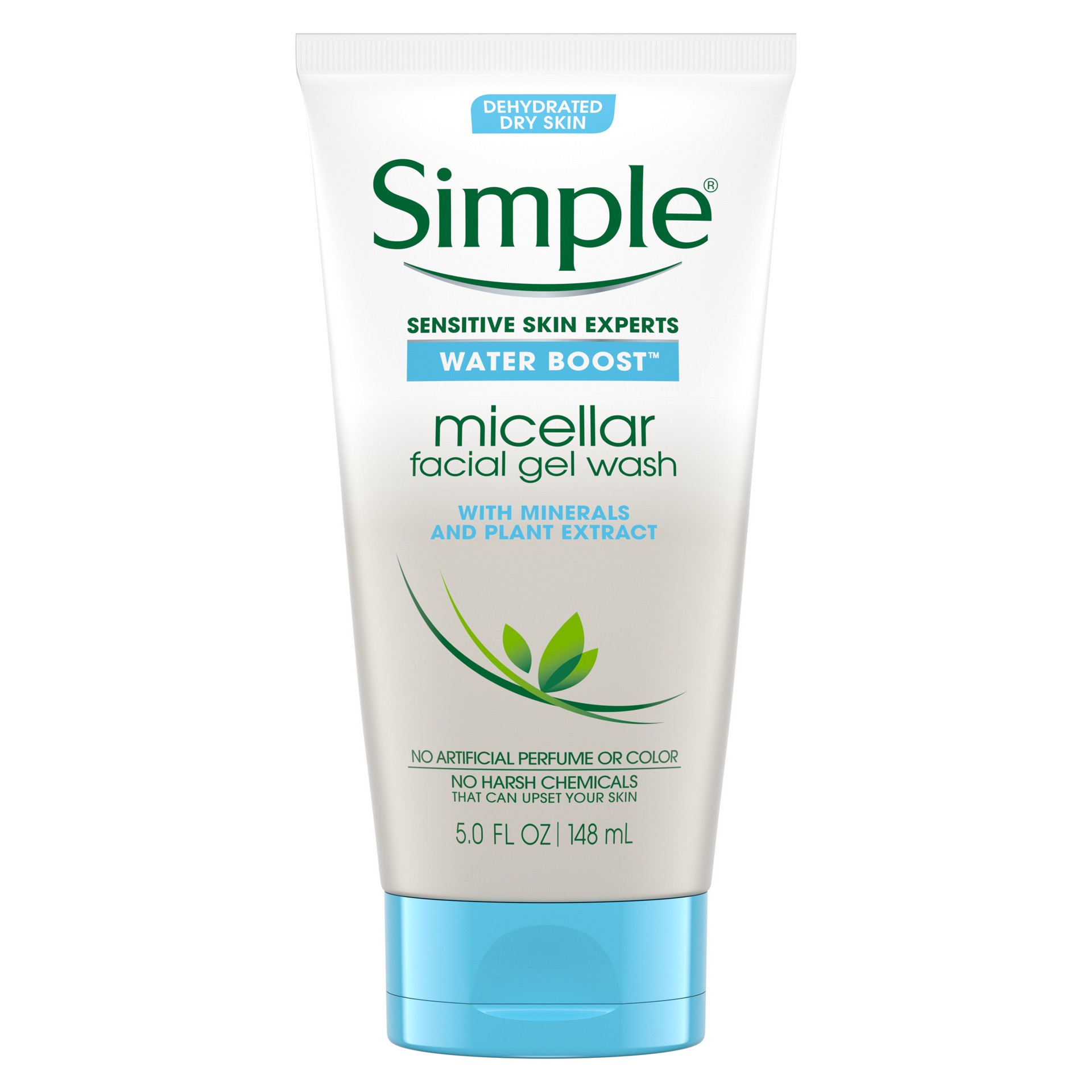 slide 1 of 4, Simple Water Boost Micellar Facial Gel Wash Sensitive Skin, 5 oz, 5 oz