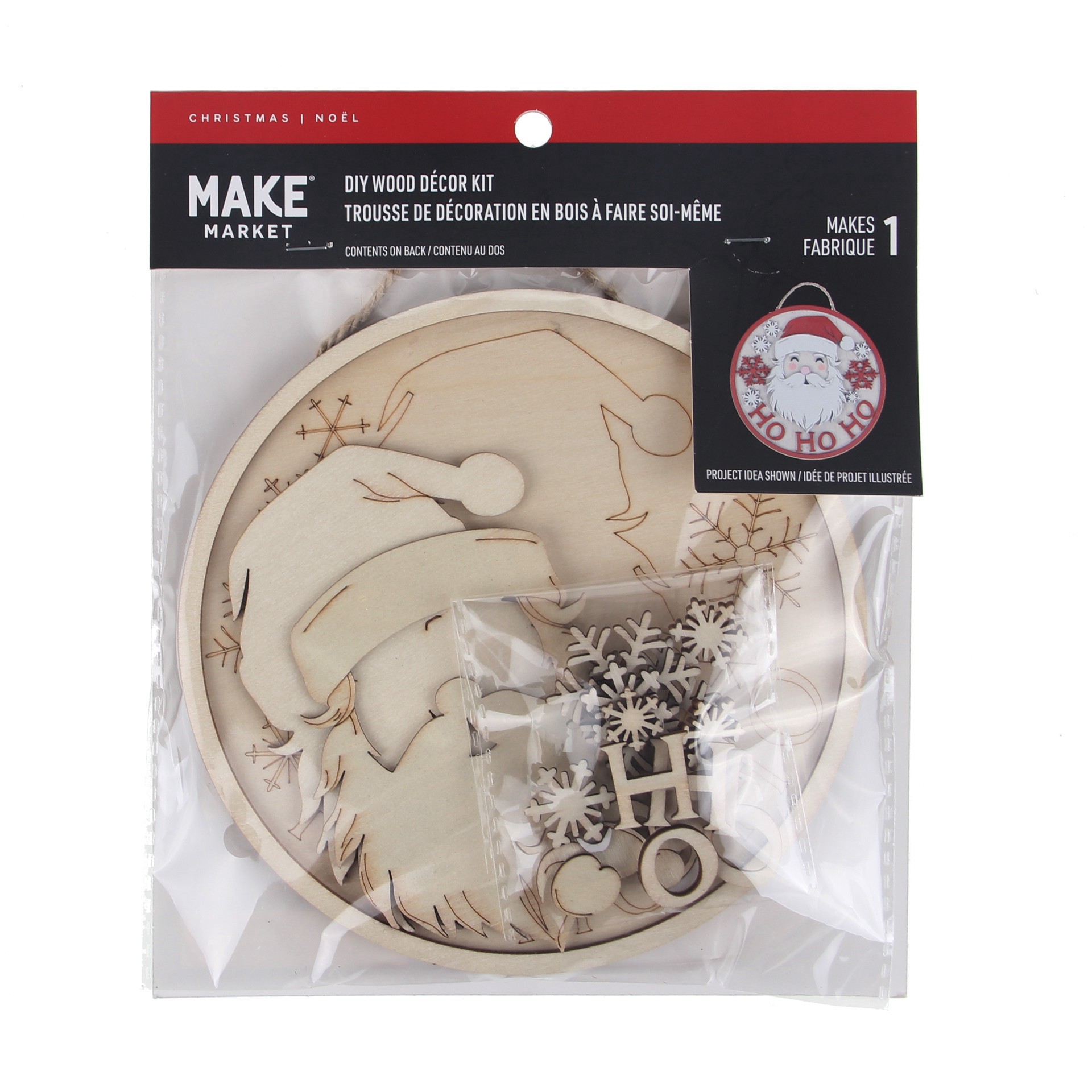 slide 2 of 4, 6" Santa Plaque Diy Wood Decor Kit By Make Market, 6 in x 6 in