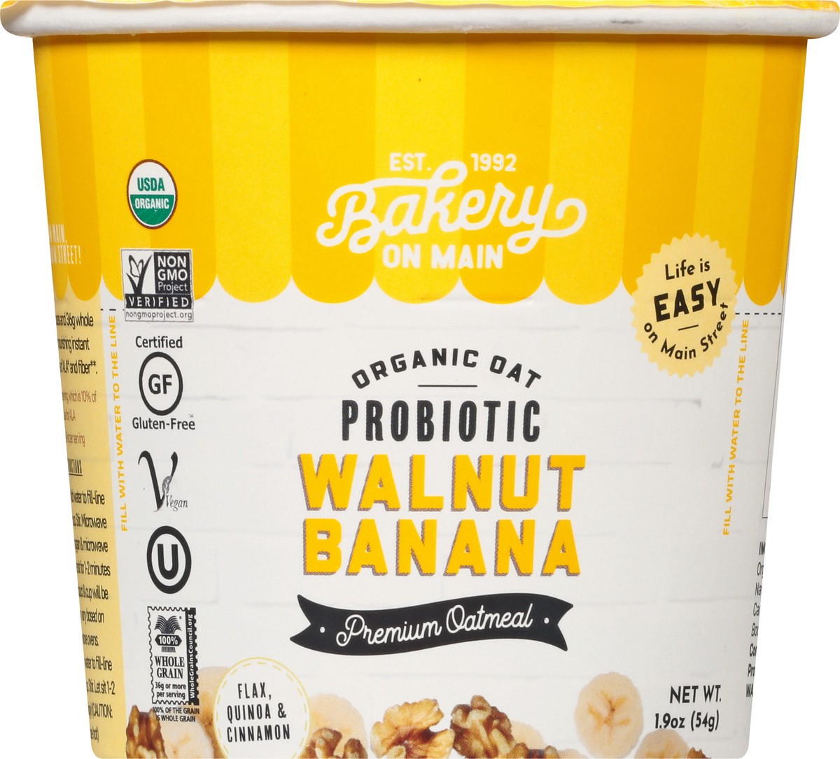 slide 6 of 9, Bakery on Main Organic Probiotic Walnut Banana Premium Oatmeal 1.9 oz, 1.9 oz