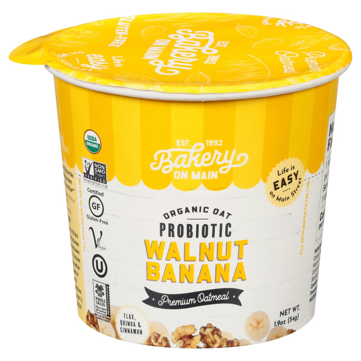 slide 1 of 9, Bakery on Main Organic Probiotic Walnut Banana Premium Oatmeal 1.9 oz, 1.9 oz