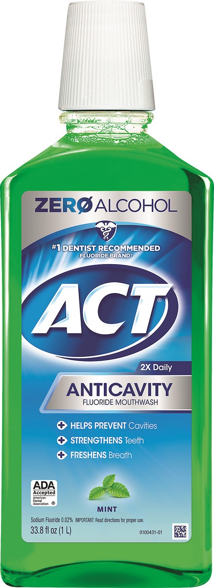 slide 4 of 5, ACT Anticavity Mint Fluoride Mouthwash 33.8 oz, 33.8 oz
