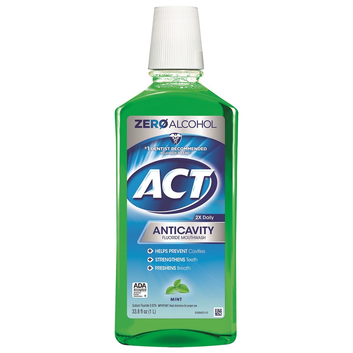 slide 1 of 5, ACT Anticavity Mint Fluoride Mouthwash 33.8 oz, 33.8 oz