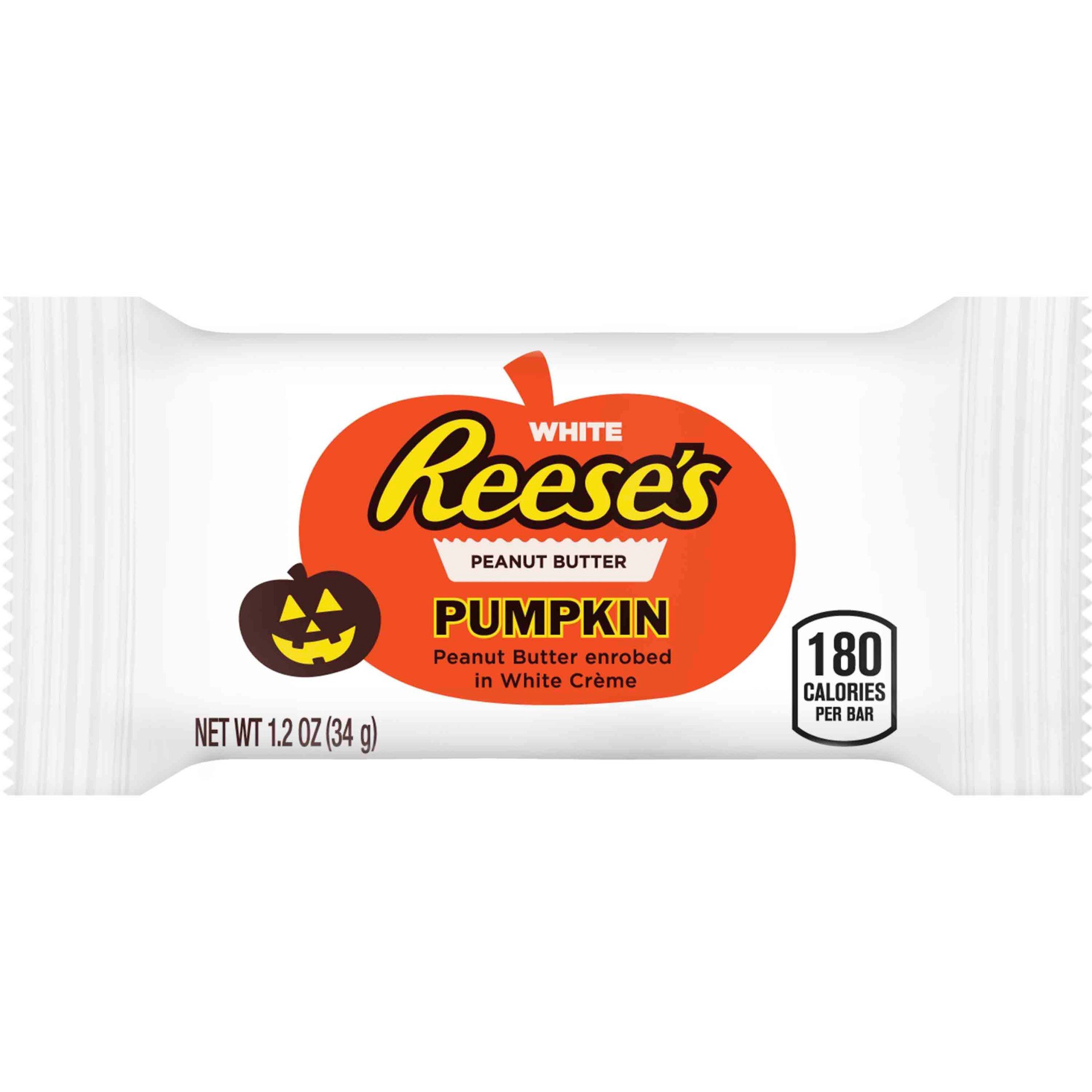 slide 1 of 6, REESE'S White Creme Peanut Butter Pumpkins, Halloween Candy Pack, 1.2 oz, 1.2 oz