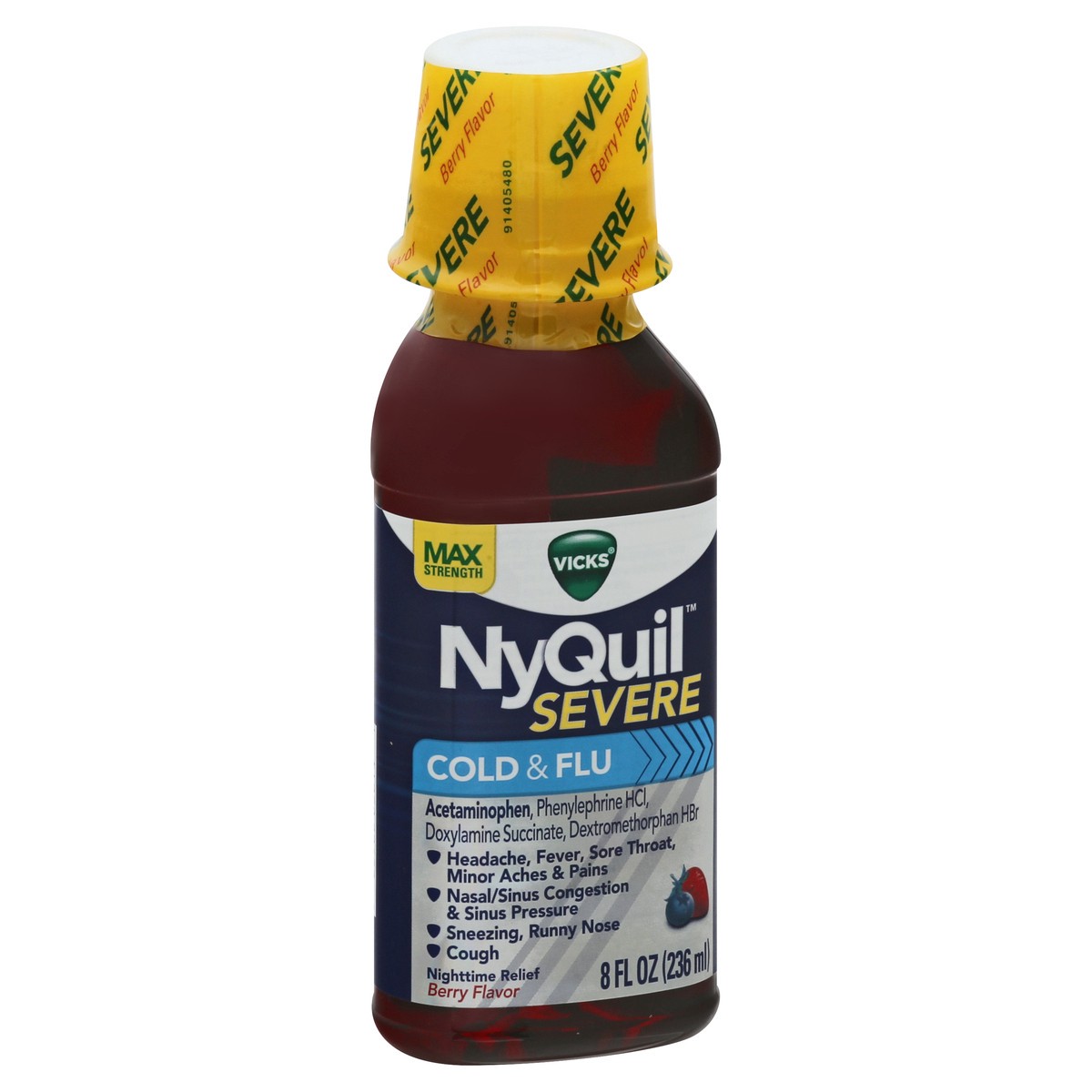 slide 2 of 9, Vicks Nyquil Severe Cold Fluld, 8 fl oz