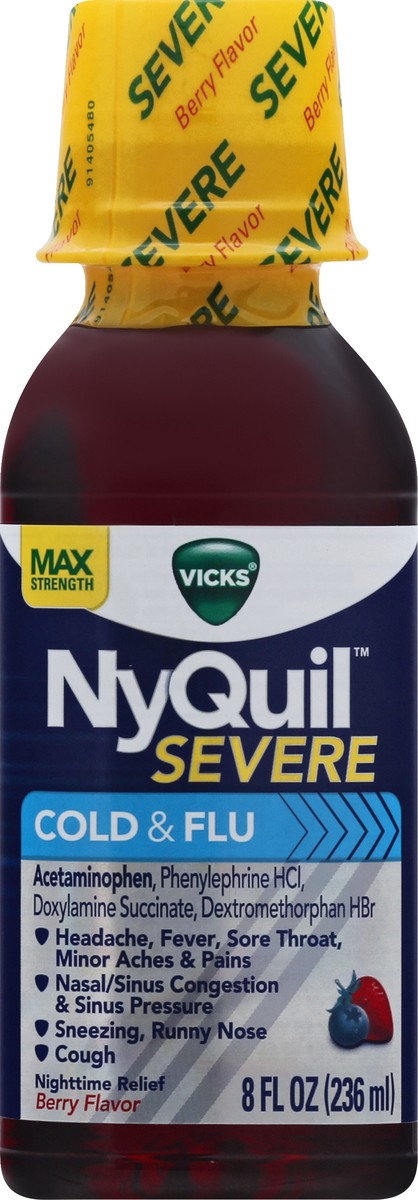 slide 6 of 9, Vicks Nyquil Severe Cold Fluld, 8 fl oz