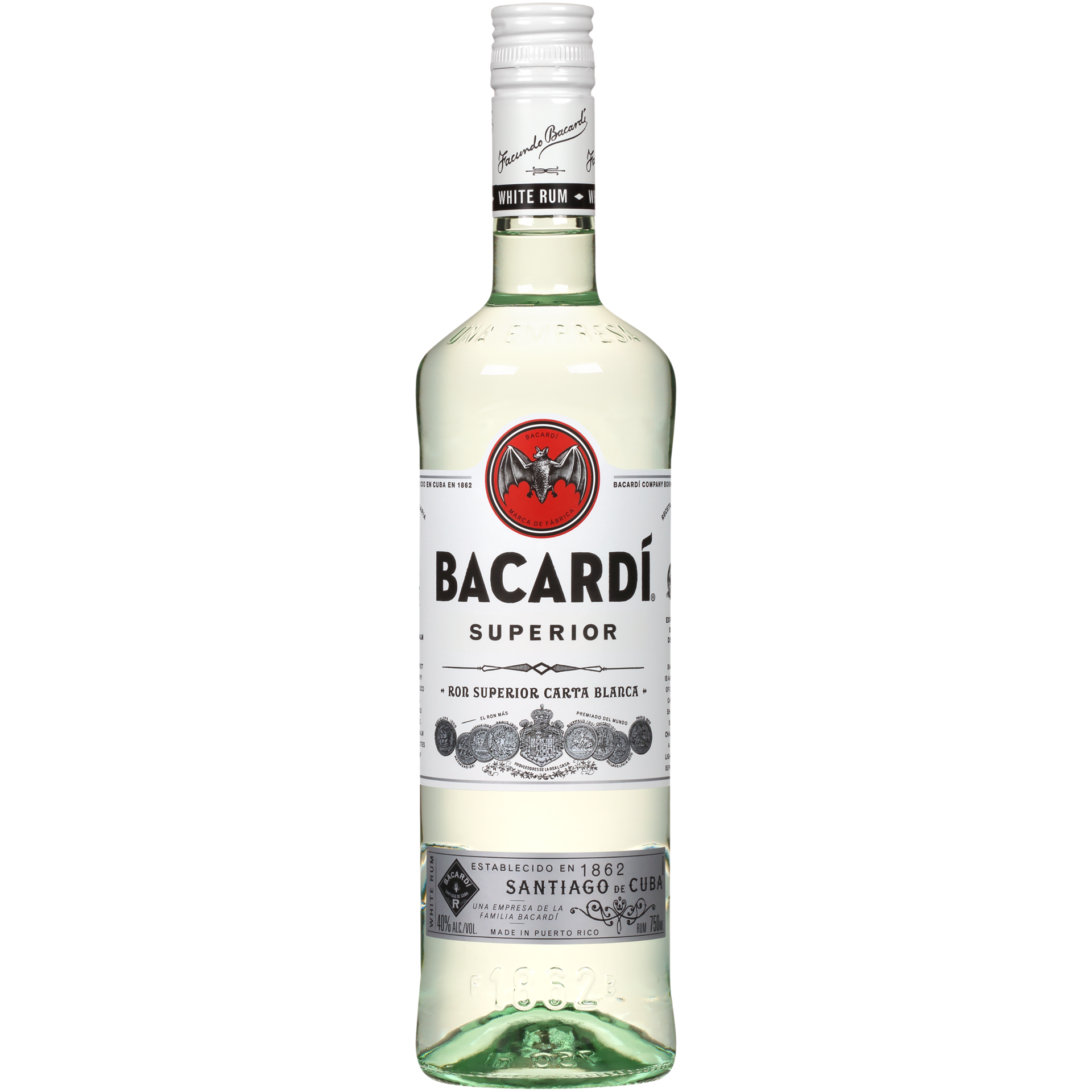 slide 2 of 5, Bacardí Bacardi Superior White Rum, Gluten Free 40% 75Cl/750Ml, 750 ml