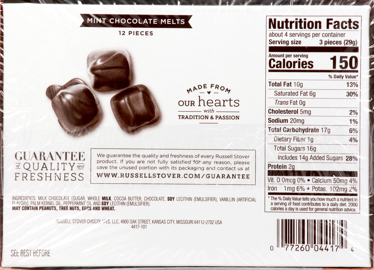 slide 13 of 13, Russell Stover Mint Chocolate Melts 12 ea, 12 ct