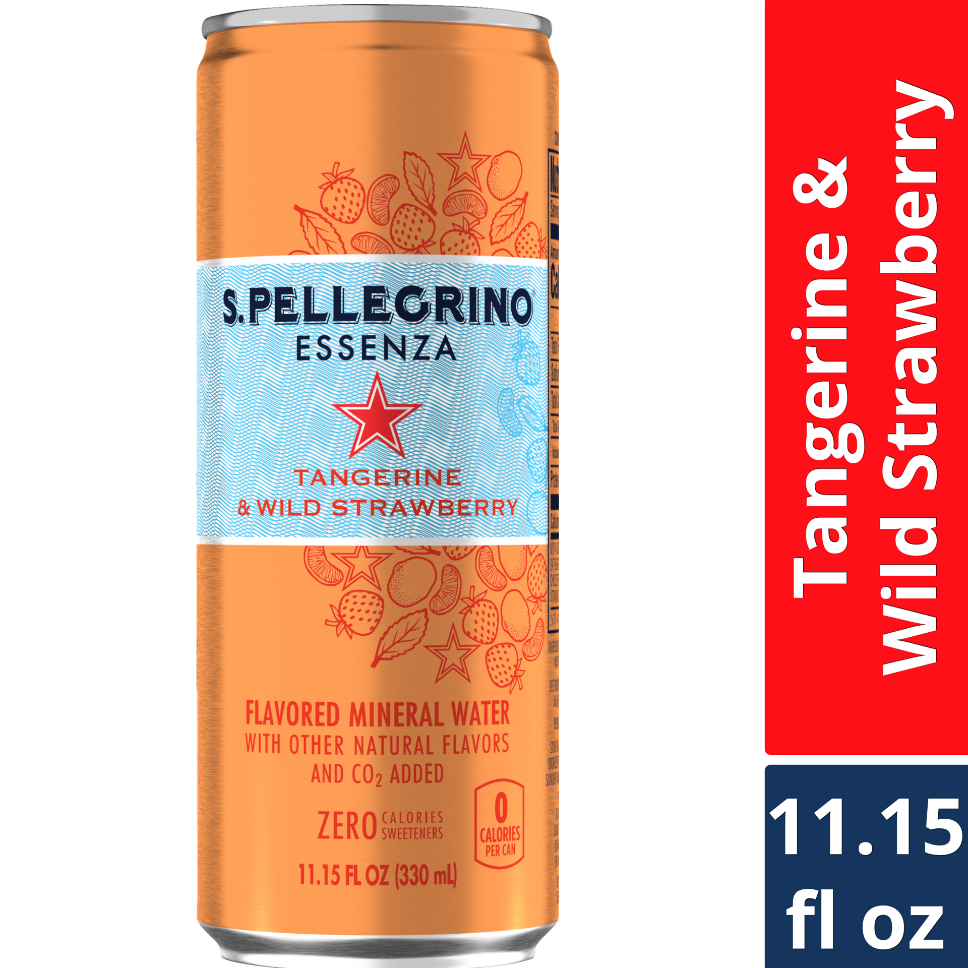 slide 1 of 7, S.Pellegrino San Pellegrino Essenza Tangerine Strawberry Mineral Water Can- 11.15 fl oz, 11.15 fl oz