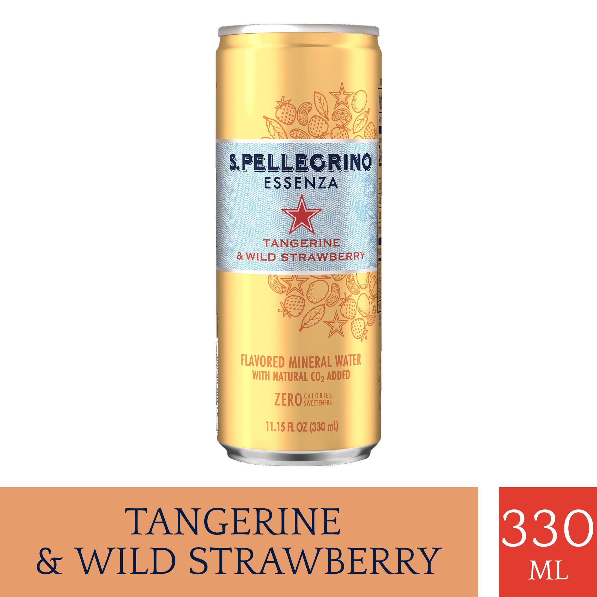 slide 1 of 3, S.Pellegrino San Pellegrino Essenza Tangerine Strawberry Mineral Water Can- 11.15 fl oz, 11.15 fl oz