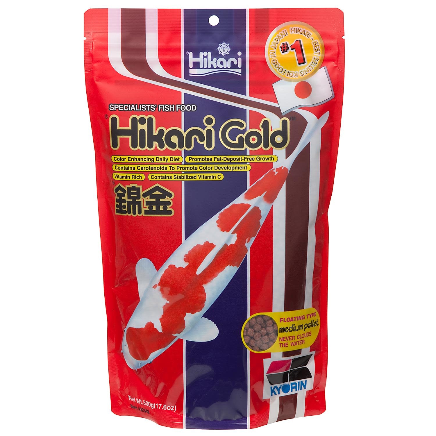 slide 1 of 1, Hikari 17.6z Gold Koi Medium Pellets, 17.6 oz