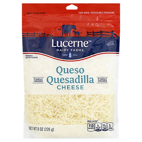 slide 1 of 1, Lucerne Dairy Farms Lucerne Cheese Finely Shredded Queso Quesadilla, 8 oz