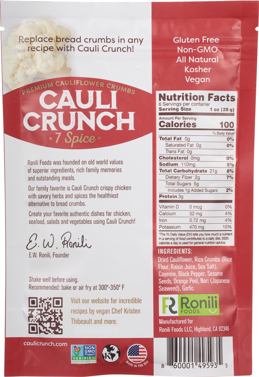 slide 11 of 13, Ronili Foods Cauli Crunch Premium 7 Spice Cauliflower Crumbs 6 oz, 6 oz