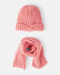 Carter's Girls 2-Piece Shimmer Winter Hat & Scarf - Coral Coral 8-14