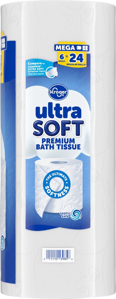 slide 4 of 4, Kroger Ultra Soft Premium Toilet Paper Mega Rolls, 6 ct