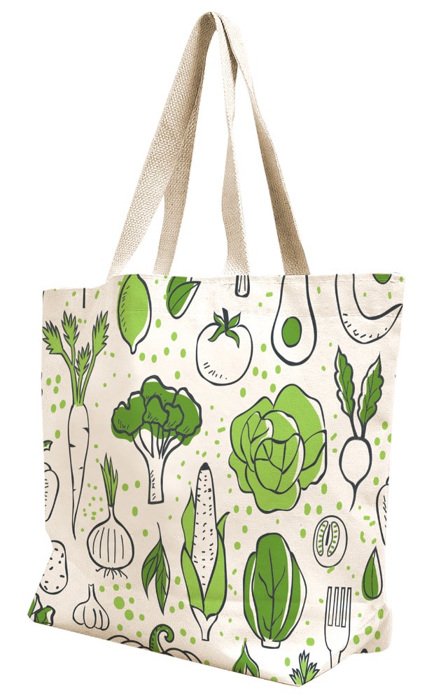 slide 1 of 1, Earth Wise Earthwise Green Veggies Import Canvas Bag, 1 ct