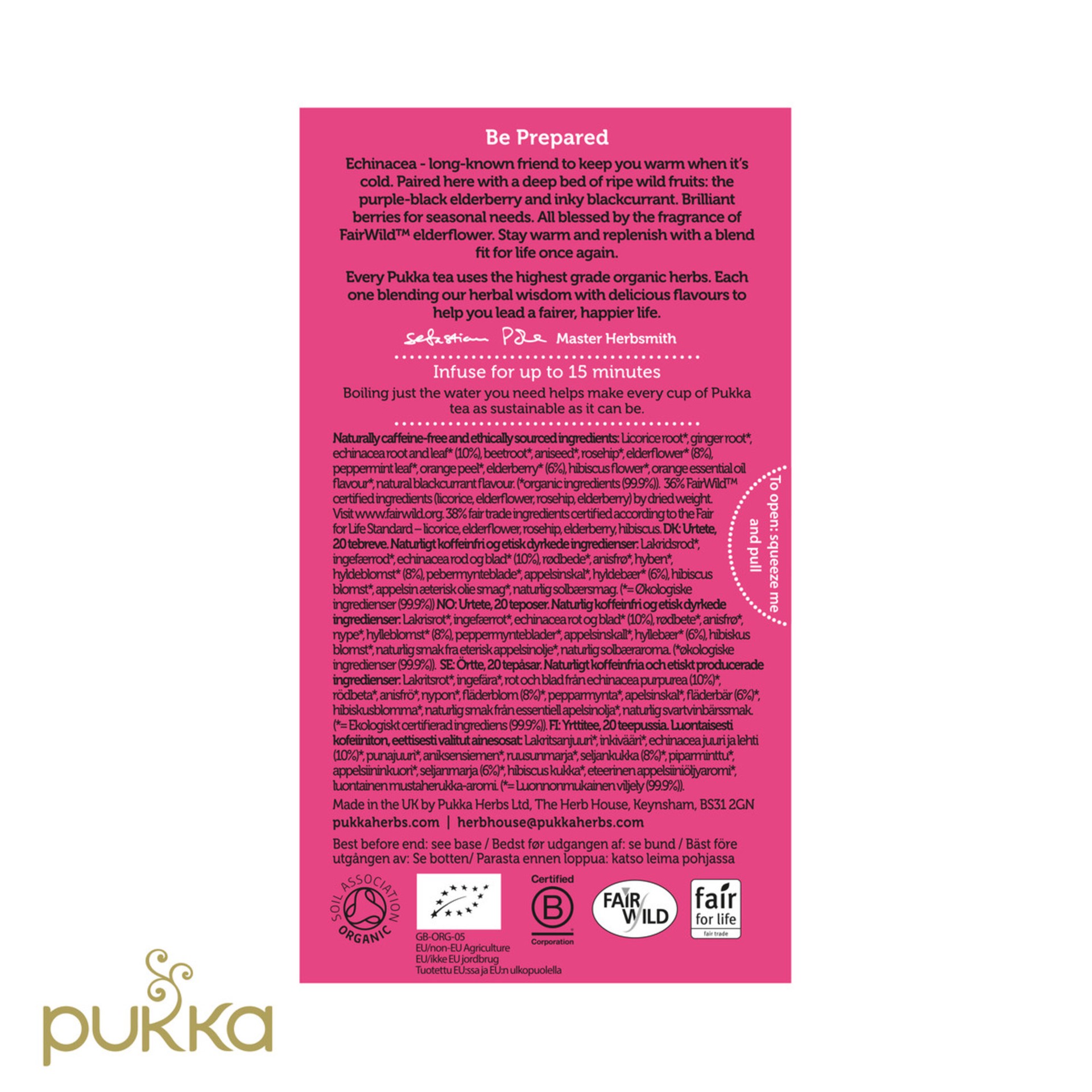 slide 4 of 4, Pukka Organic Naturally Caffeine-Free Wellness Support Elderberry & Echinacea Herbal Tea 20 Sachets, 20 ct