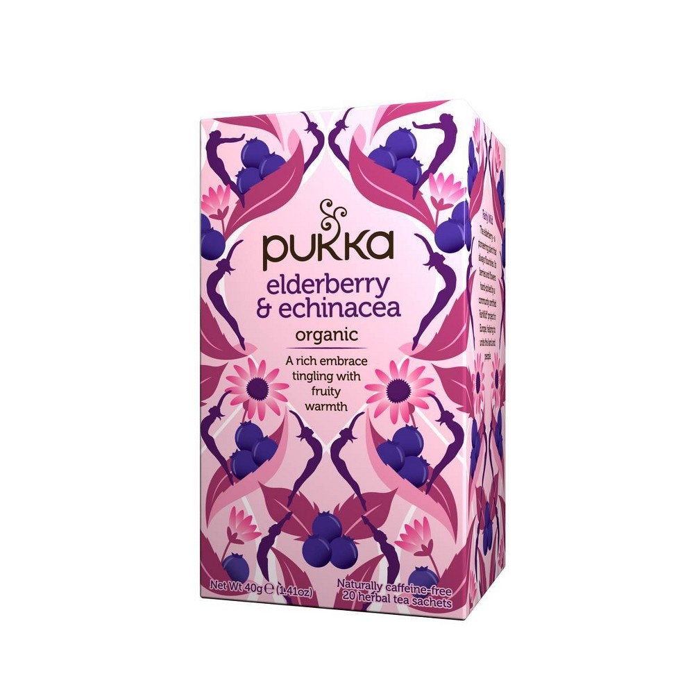 slide 3 of 4, Pukka Elderberry & Echinacea With Elderflower Tea, 20 ct