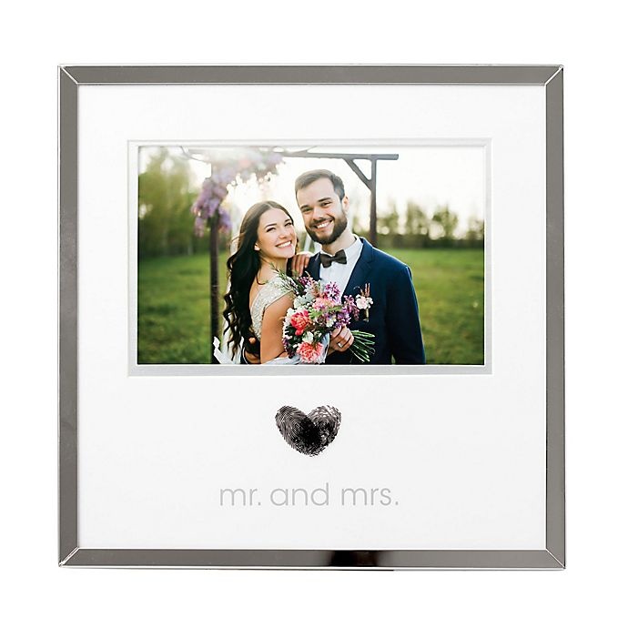 slide 1 of 7, Pearhead Mr. and Mrs.'' Thumbprint Picture Frame Kit - Grey'', 4 in x 6 in