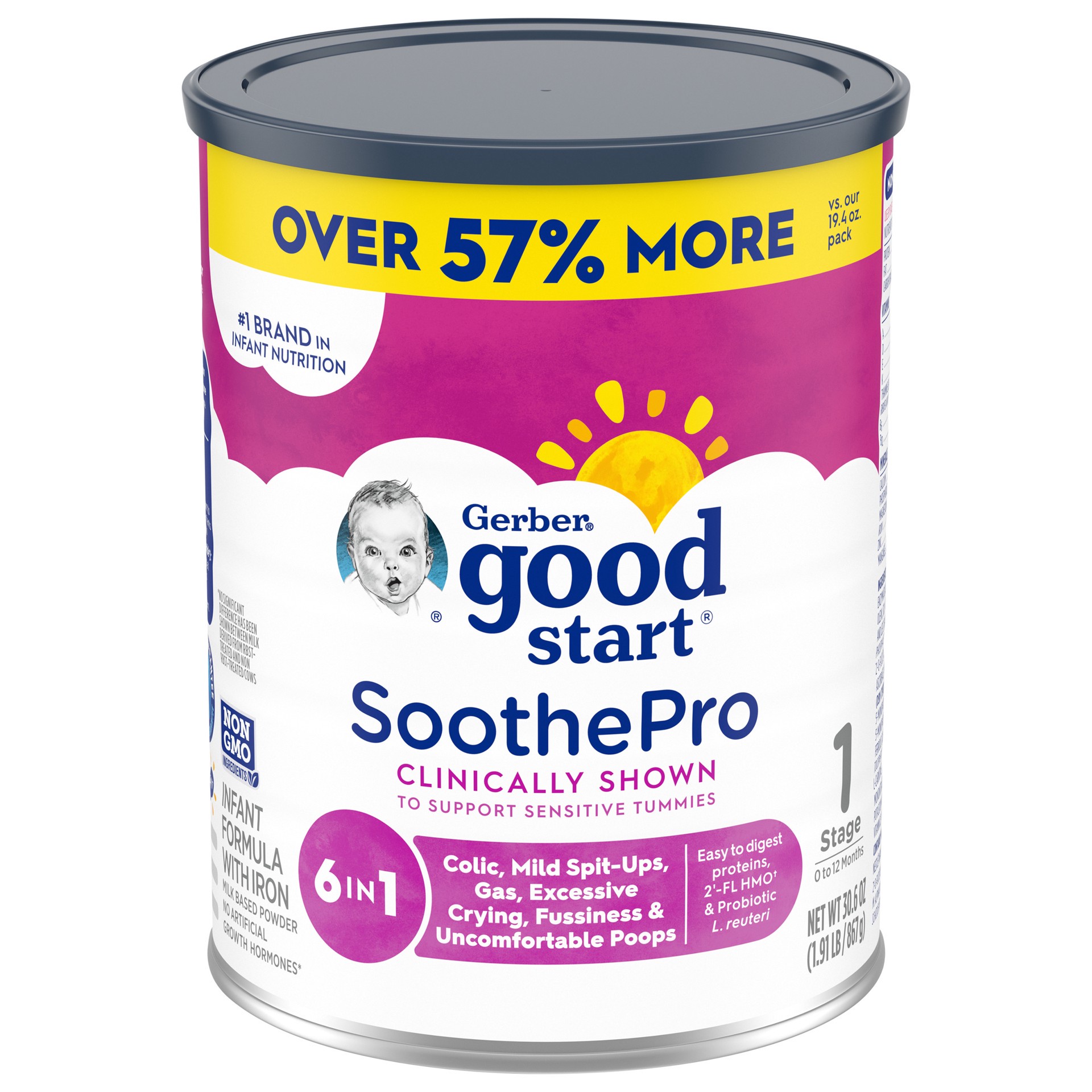 slide 1 of 5, Gerber Good Start, Baby Formula Powder, SoothePro, Stage 1, 30.6 Ounce, 30.6 oz