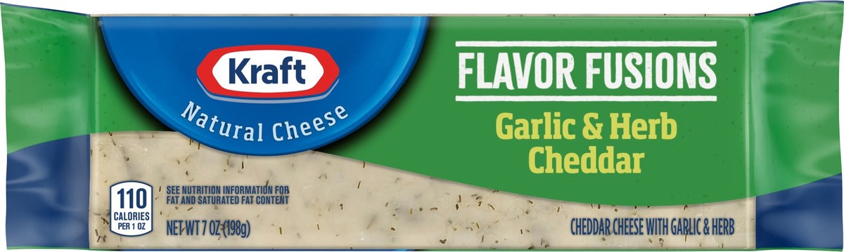 slide 5 of 13, Kraft Flavor Fusions Garlic & Herb Cheddar Cheese, 7 oz