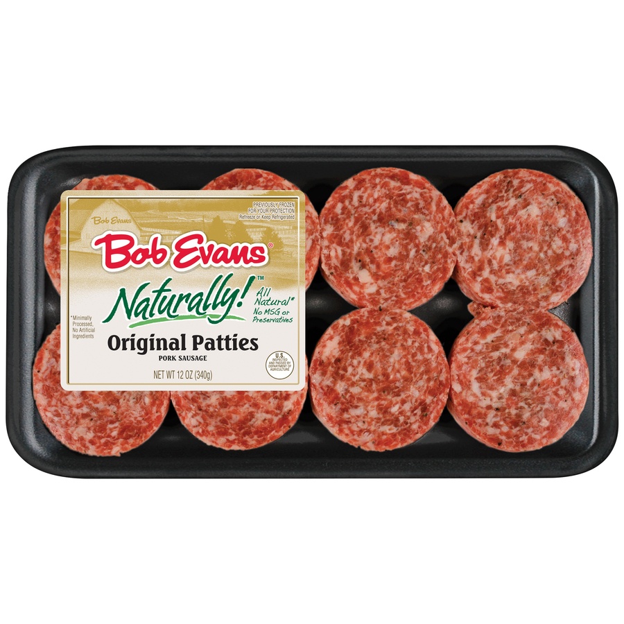 slide 1 of 1, Bob Evans Naturally! Original Pork Sausage Patties, 8 ct; 12 oz