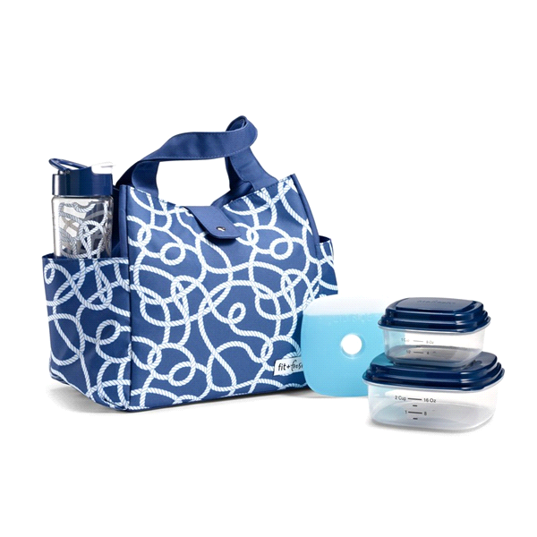 slide 1 of 1, Fit & Fresh Wesport Insulated Lunch Bag Kit, Navy Galilee Rope, One Size