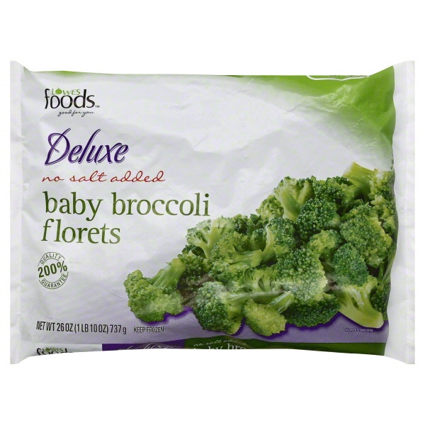 slide 1 of 1, Lowes Foods Deluxe Baby Broccoli Florets No Salt Large, 26 oz