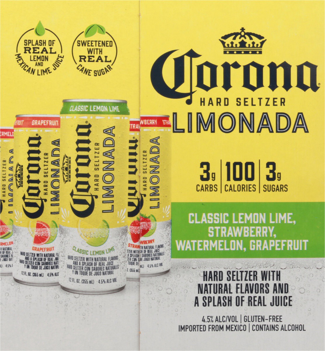 slide 7 of 10, Corona Hard Seltzer Limonada Variety Pack Gluten Free, 12 pk 12 fl oz Cans, 4.5% ABV, 144 fl oz