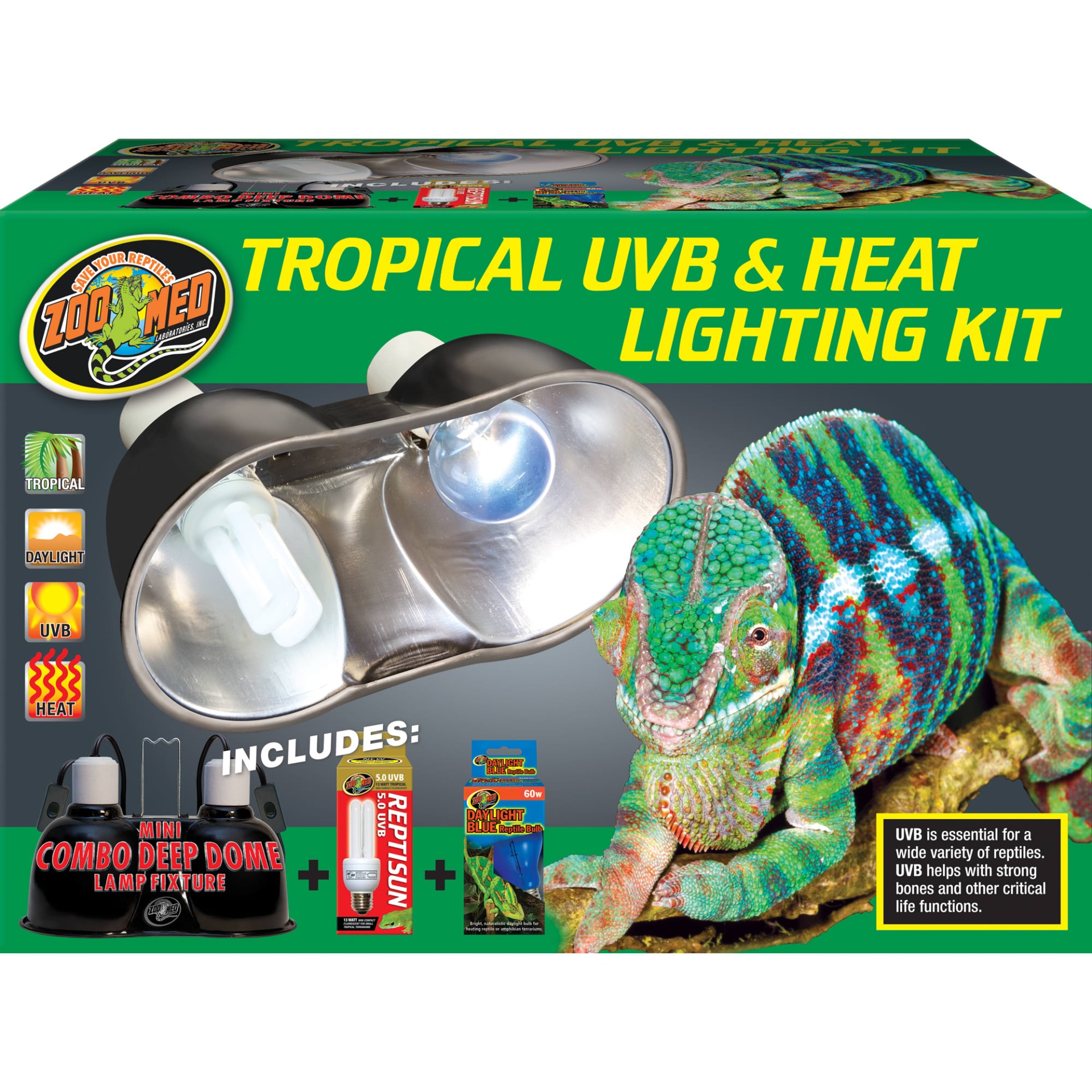 slide 1 of 1, Zoo Med Tropical UVB & Heat Lighting Dual Kit, 1 ct